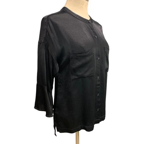 Small mododoc los angeles Black Button Up Shirt Womens Silky - Picture 7 of 10